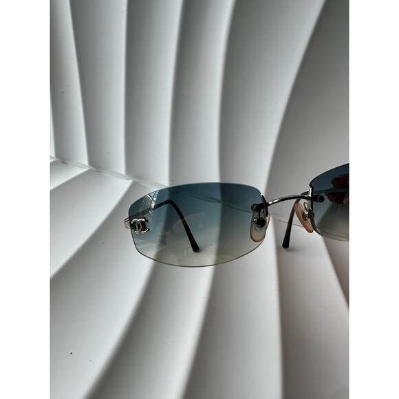 Chanel Blue Logo Rimless  Sunglasses - Picture 8 of 15
